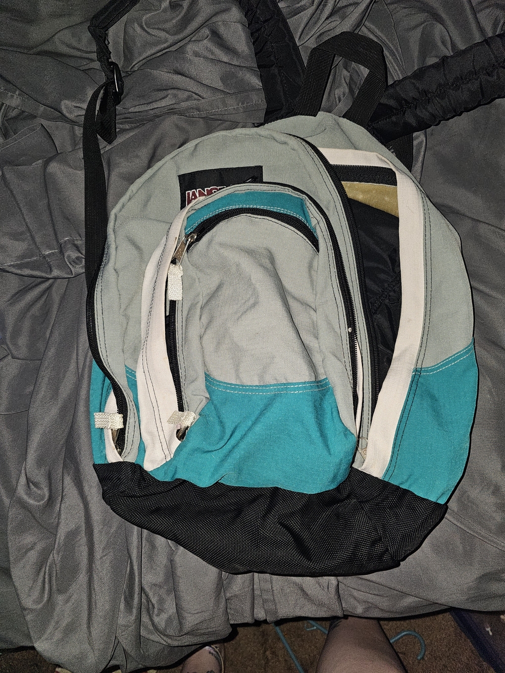 Jansport Teal, Light Gray & Black Colorblock Backpack